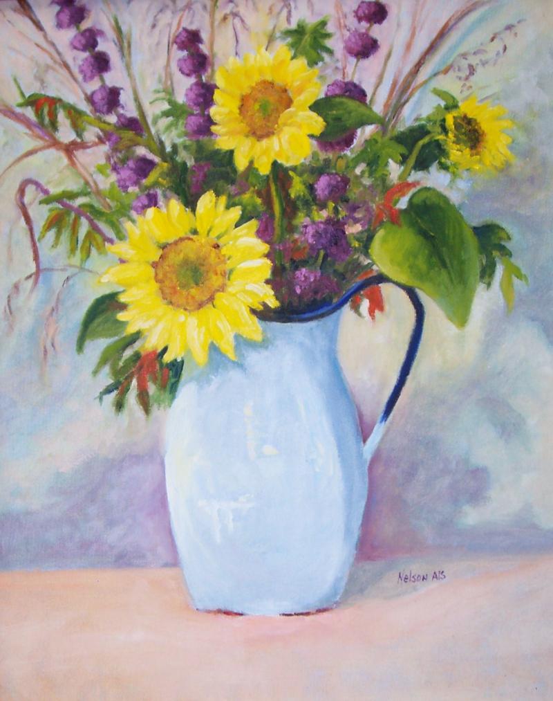Sunflowers and Beauty Berries by Sharon Nelson